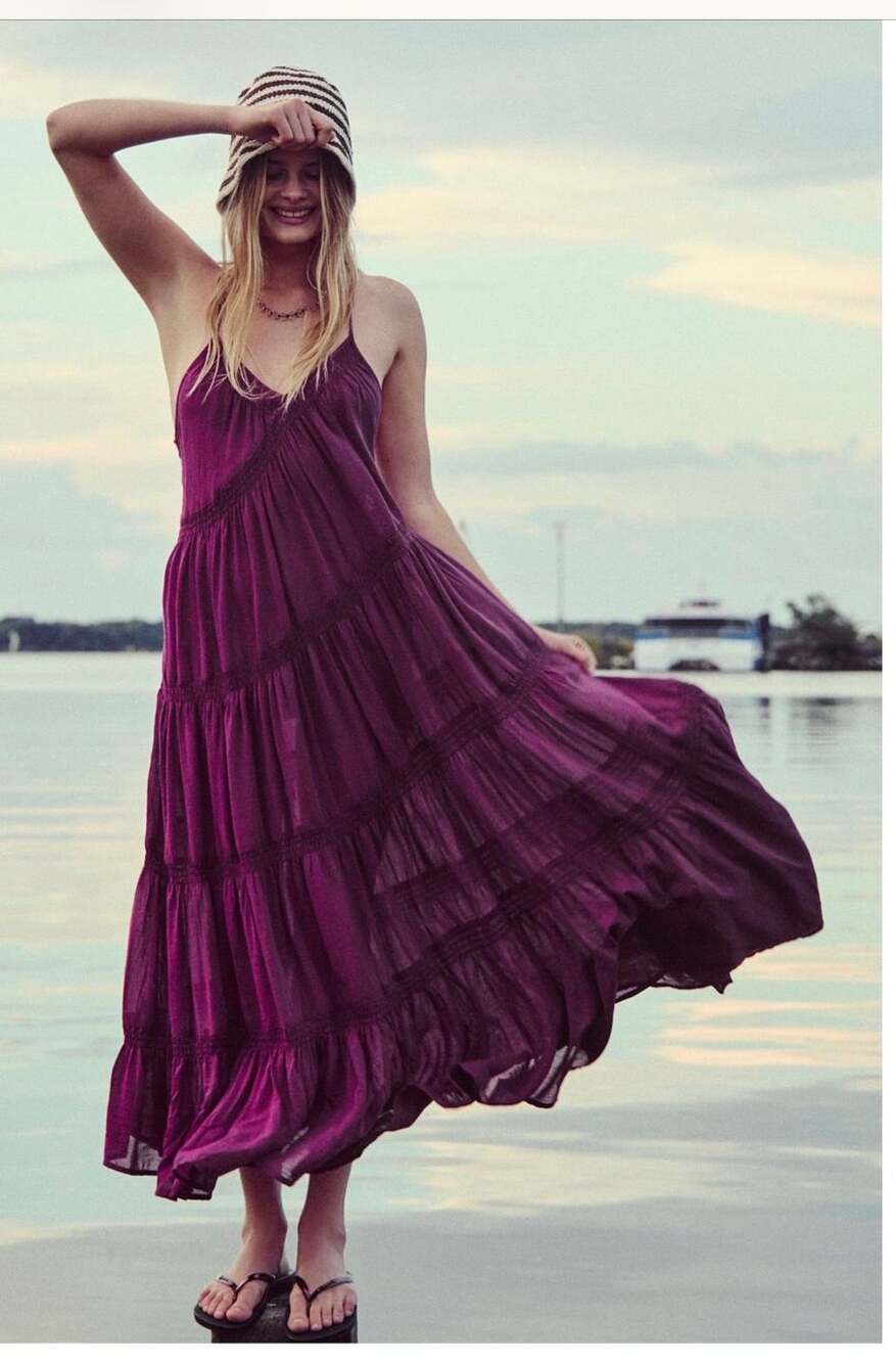 Free People Horizon Coast Maxi Dress Plum Purple